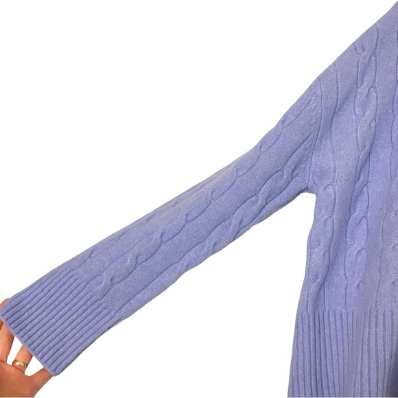 Zara Boxy Cardigan Sweater Womens Size Small Cableknit V Neck Button Down Blue - Picture 5 of 8